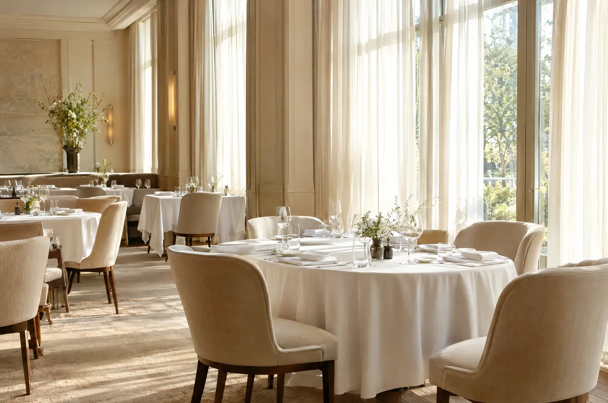 Prostřené stoly v hotelové restauraci